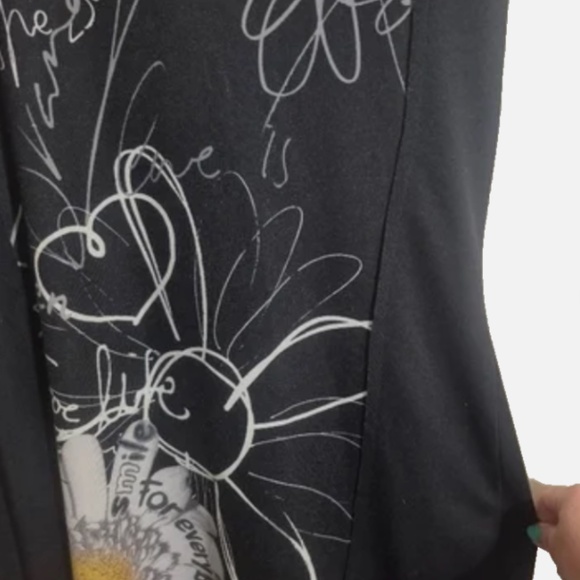 Desigual Women Black Sleveless Zip Dress Printed Round Neck - Ptp 22- Marked xxl - Picture 5 of 9